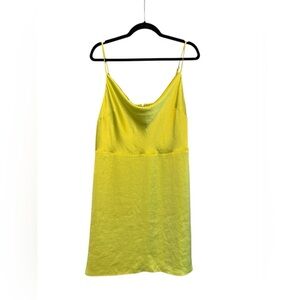 NWT Aritzia Sunday Best Spencer Dress Pear Green Neon Satin Mini Dress  Size XL